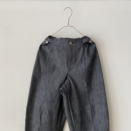 miho umezawa PLANE WEAVE DENIM unisex cocoon pants　トール丈