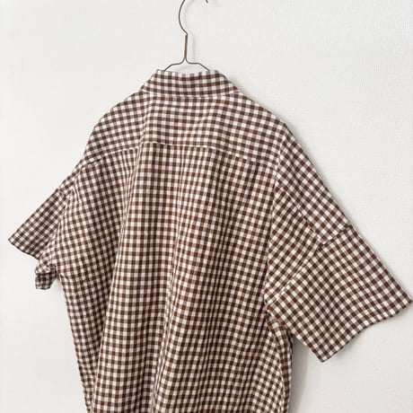 オールドマンズテーラー GINGHAM CHECK OVER SIZE HALF SLEEVE SHIRT