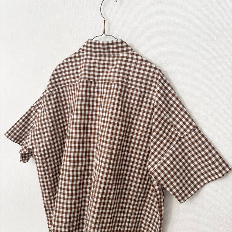 オールドマンズテーラー GINGHAM CHECK OVER SIZE HALF SLEEVE