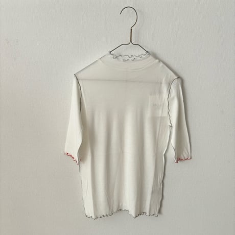 yuni 60/-強撚ストレッチフライス ハイネック 5分袖プルオーバー