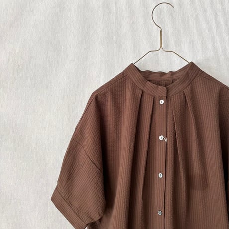 somewear clothing  サッカーストライプ2way五分袖ブラウス