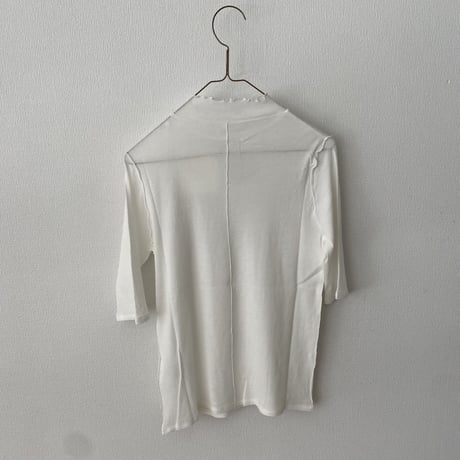 yuni 60/-強撚ストレッチフライス ハイネック 5分袖プルオーバー