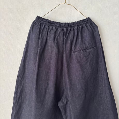 yuni  コットンリネン denim wide cocoon pants・インディゴ