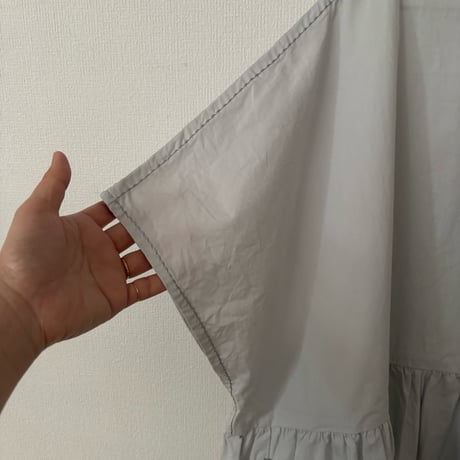 homspun  コンパクトウェザー BIGギャザーワンピース・パウダーブルー