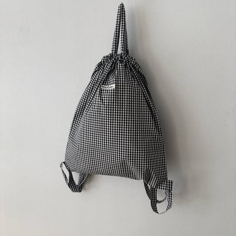 pot and tea 黒ギンガムチェック リュックサック medium