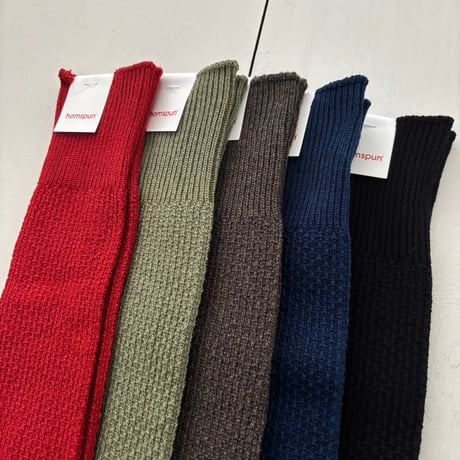 homspun コットンウール カノコ編みハイソックス