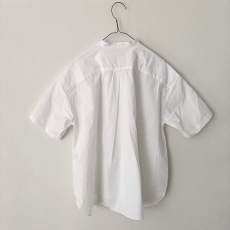 Hands of creation  強撚コットン 桐七炊き バンドカラー半袖シャツ