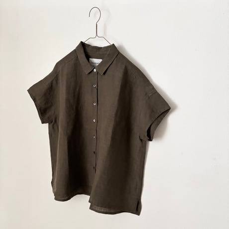 OUVERT Fanage Linen フレンチスリーブ　シャツブラウス