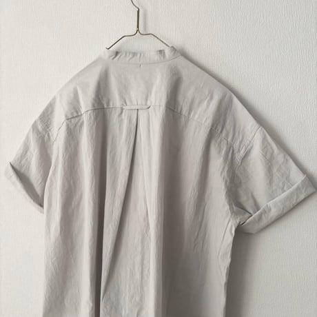 Hands of creation  強撚コットン 桐七炊き バンドカラー半袖シャツ