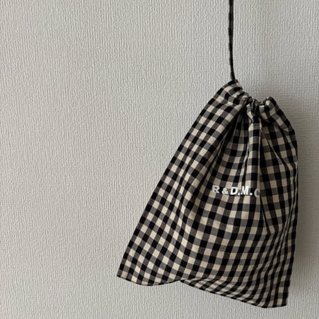 オールドマンズテーラー GINGHAM CHECK DRAWSTRING BAG(S)・Black