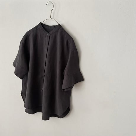Hands of creation  Linen 桐七炊き 比翼仕立てスタンドカラーシャツ