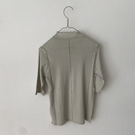 yuni 60/-強撚ストレッチフライス ハイネック 5分袖プルオーバー