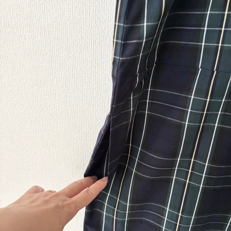 PARIS DE AOUNE  ウェザーチェック ハーフスリーブ ラップオールインワン
