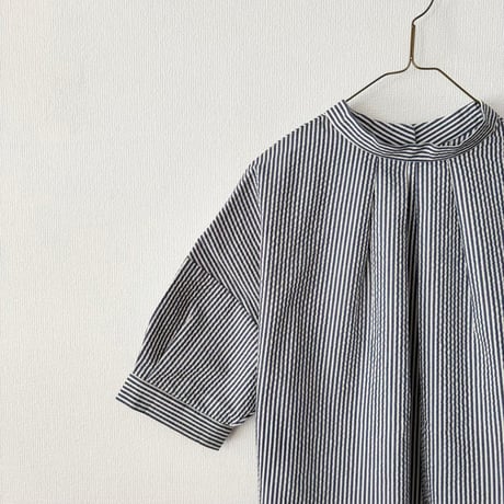 somewear clothing  サッカーストライプ2way五分袖ブラウス