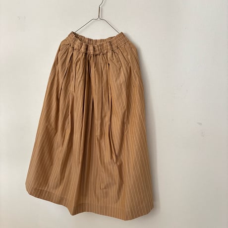 somewearclothing 超長綿70/-タイプライターストライプ 裏付きタックギャザースカート
