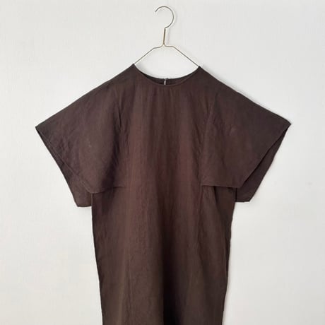 miho umezawa LINEN HEMP YARN DYE square sleeve dress