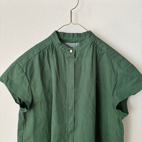 OUVERT 60/-ツイルF-COLD スタンドカラーブラウス