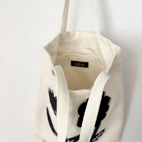 raha linen  flower applique bag