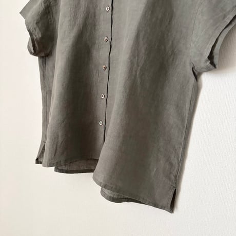 OUVERT Fanage Linen フレンチスリーブ　シャツブラウス