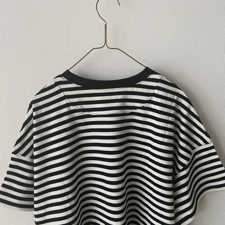 pot and tea フレア半袖Tシャツ   ボーダー