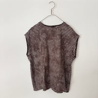 qiri  fog check back gather blouse