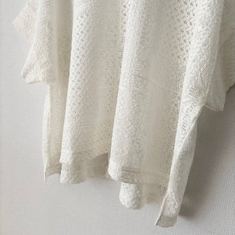 TISSU パッチワークレース モックネックドルマンTシャツ
