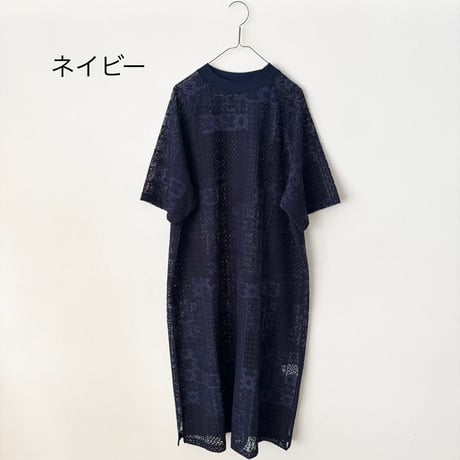TISSU パッチワークレース スリットワンピース