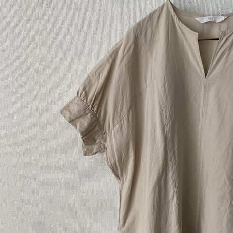 homspun コットンリネンマット パフスリーブワンピース　アイボリー Mサイズ
