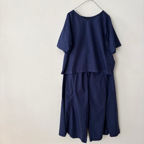 raha　edodaki gingham check flare wide pants