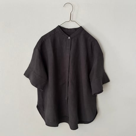 Hands of creation  Linen 桐七炊き 比翼仕立てスタンドカラーシャツ