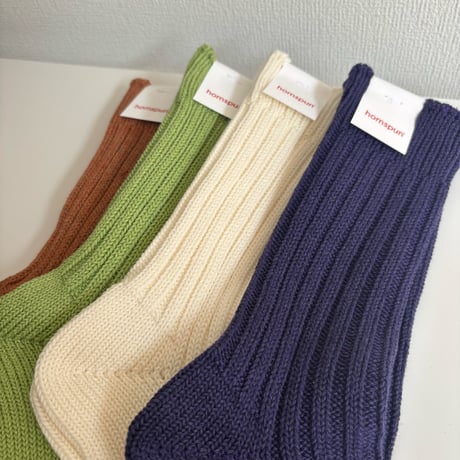 homspun コットンウール リブソックス