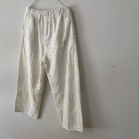 yuni eyelet embroidery easy pants・シロ