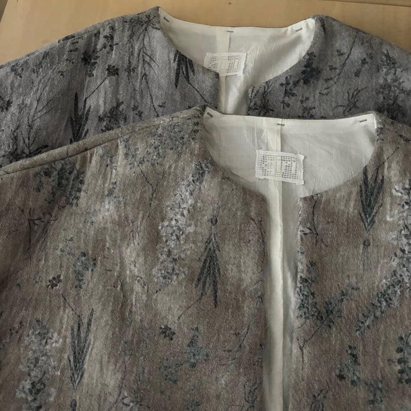 qiri old letter flowers long gilet | itonowa L