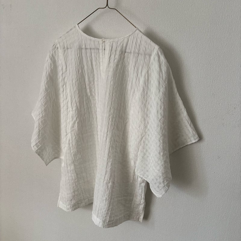 miho umezawa SHEER GINGHAM square sleeve blouse 