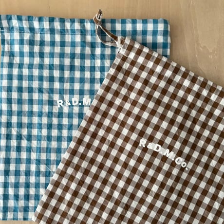 オールドマンズテーラー GINGHAM CHECK DRAWSTRING BAG(S)・Brown