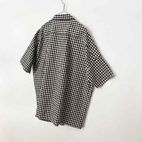 オールドマンズテーラー GINGHAM CHECK OVER SIZE HALF SLEEVE SHIRT