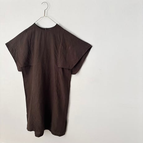 miho umezawa LINEN HEMP YARN DYE square sleeve dress