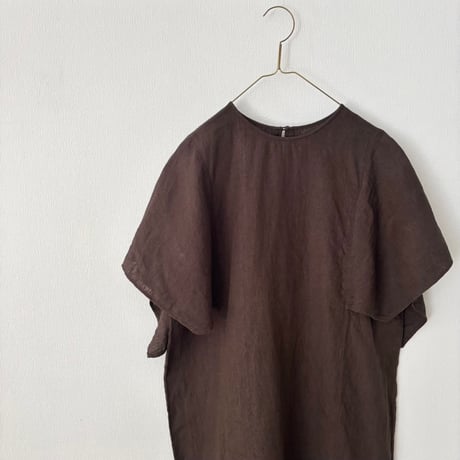 miho umezawa LINEN HEMP YARN DYE square sleeve dress