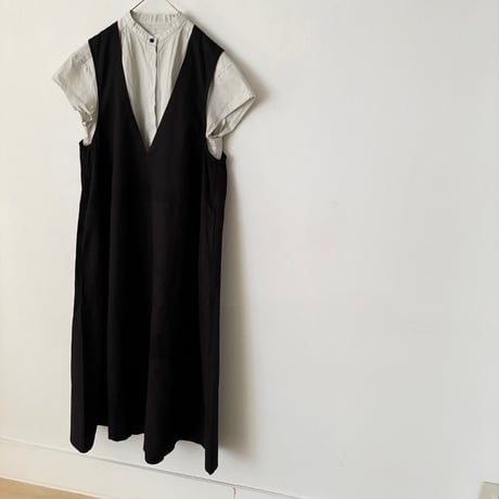 OUVERT 60/-ツイルF-COLD 深Vネックノースリーブワンピース