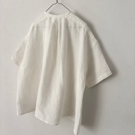 Hands of creation  60/-Linen 桐七炊き ラッフル半袖ブラウス