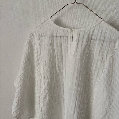 miho umezawa SHEER GINGHAM square sleeve blouse