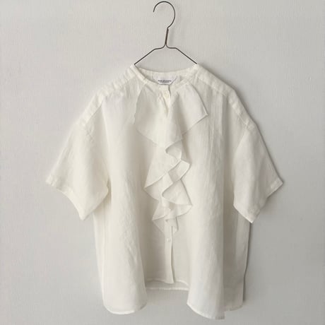 Hands of creation  60/-Linen 桐七炊き ラッフル半袖ブラウス