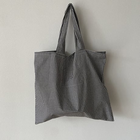 pot and tea 黒ギンガムチェック"large"ロゴエコBAG
