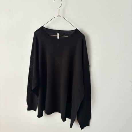 Hints On Moment Everything コットンリネンクルーネックプルオーバー   black