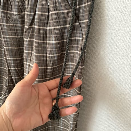 koton キュプラコットン チェック フロントタック イージーパンツ