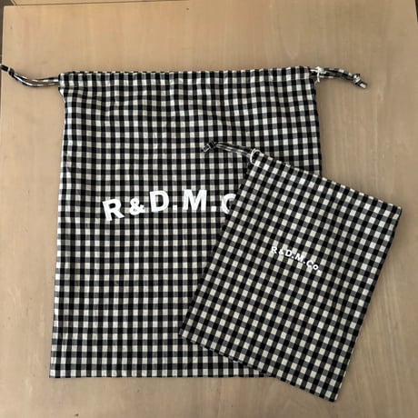オールドマンズテーラー GINGHAM CHECK DRAWSTRING BAG(L)・Black