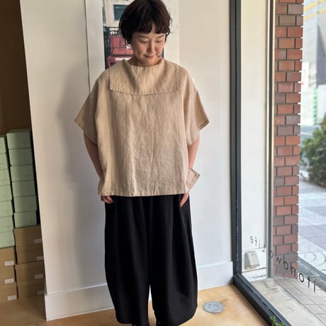 FOG LINEN WORK itonowa Life別注   フラットセーラーカラーブラウス・ベージュ