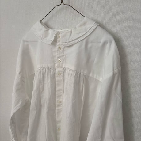 Hands of creation コットンリネン ローンスカラ刺繍レイヤカラー2wayブラウス