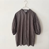 homspun 80/1 ギンガムチェック パフスリーブブラウス