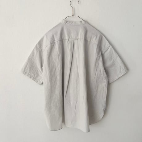 Hands of creation  強撚コットン 桐七炊き バンドカラー半袖シャツ